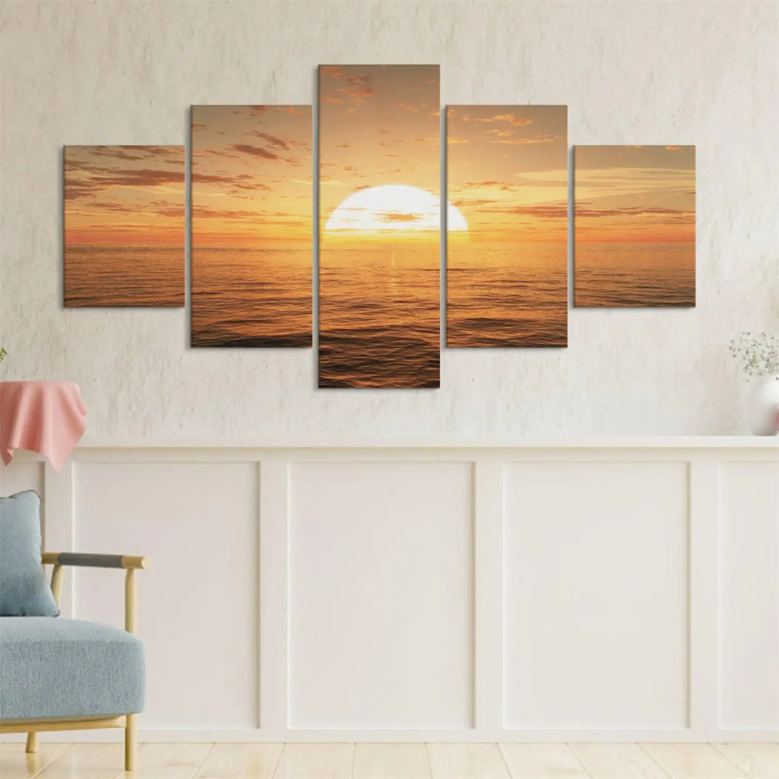 5 Pieces Sea Sunrise Canvas Wall Art Pictures Bedroom Landscape Modern