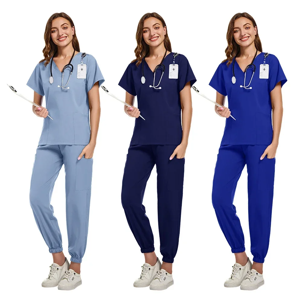 Terno de enfermagem multicolor do hospital para mulheres, Uniformes cirúrgicos médicos, Workwear, Scrub Set, Uniforme médico, Pet Nurse Scrub Set, Fábrica