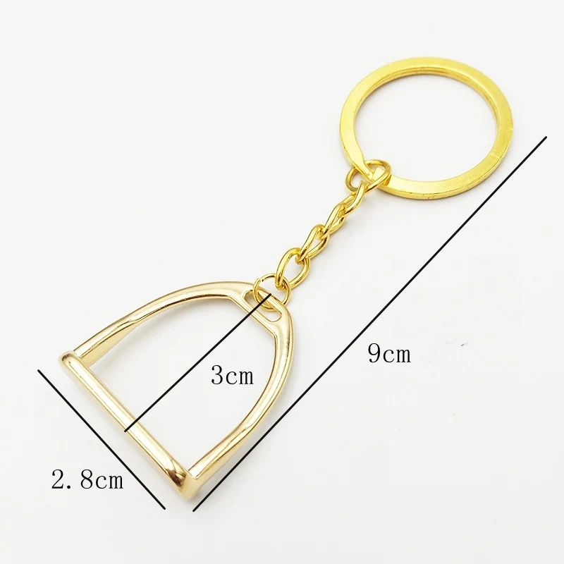 New Lightweight Silver/Gold Zinc Alloy Western Stirrup Keychain Key Ring Equestrian Ornament 8cm Equipment For Horse Rider Gift