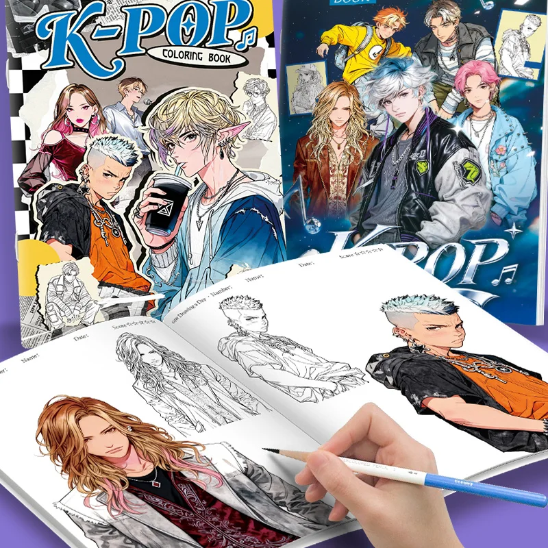 

Kpop Girl Group and Boy Group Coloring Book, Comfortable Coloring Book, Painting Art Supplies, Men's and Women's Painting Picture Book, Gift, Christmas Gift