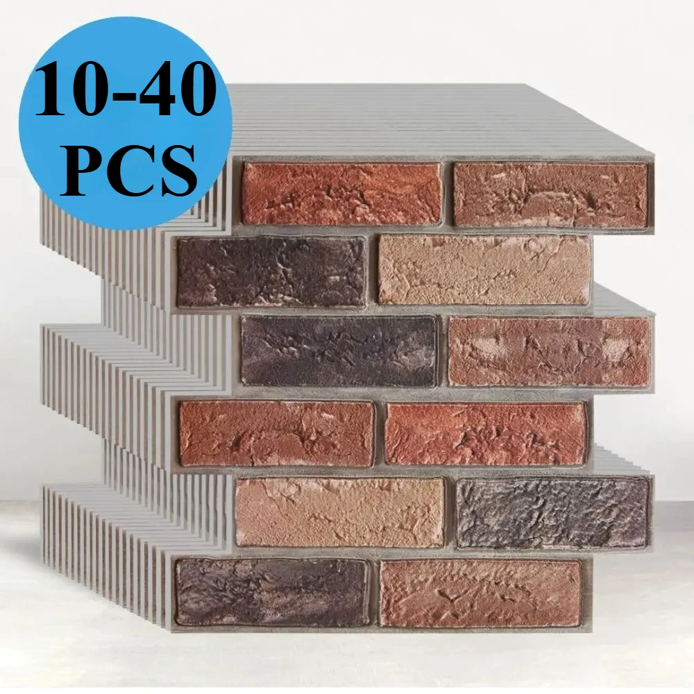 10-40PCS Waterproof 3D Brick Wall Stickers Self Adhesive Retro Wall Panels Foam Wallpaper for Bathroom Fireplace Home Decor