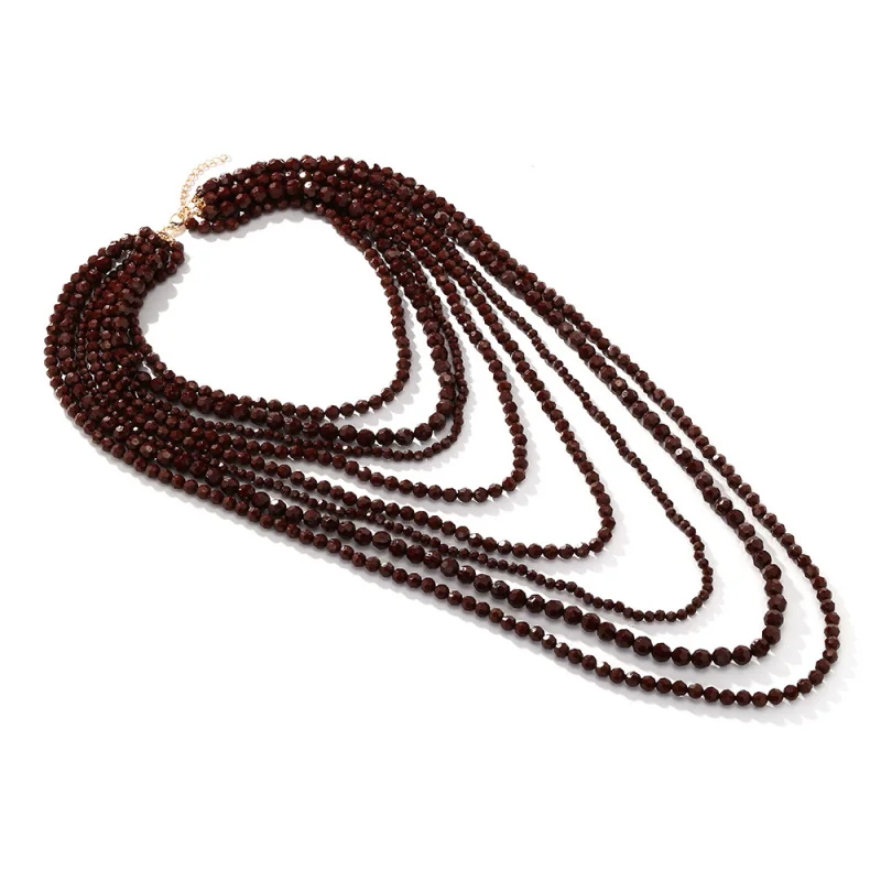 Fashionable new ethnic style multi-layer handmade beaded necklace, versatile and personalized jewelry