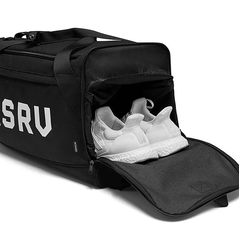 Capacità delle donne degli uomini borse da viaggio nere borse da palestra Unisex borsa a tracolla multifunzione con cerniera in Nylon per sport da basket all'aperto