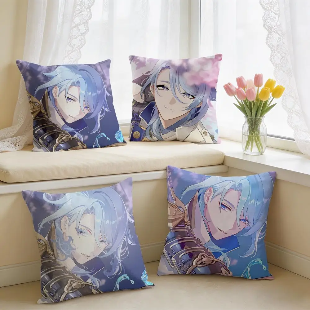 Kamisato Ayato Genshin Impact Cushion Cover Square Short Plush Pillow Case Living Room Sofa Home Decor Funda 40X40