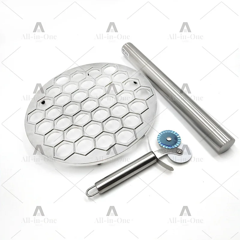 Stainless Steel Dumpling Mold Aluminum Clamp Dumpling Machine Cutting Knife Rolling Pin Tool Package
