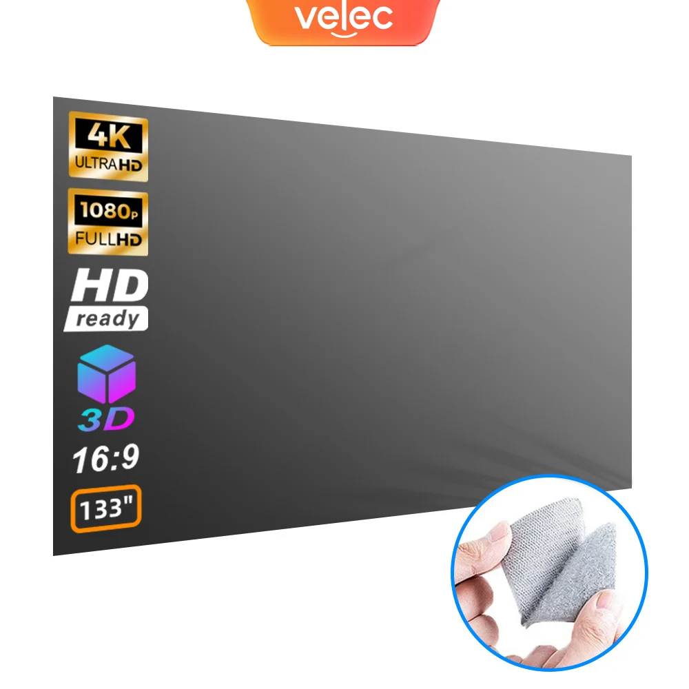 شاشة عرض محمولة من Velec بسيطة مضادة للضوء 80/120 بوصة شاشات عرض للمنزل ملحقات جهاز عرض المكتب الخارجي