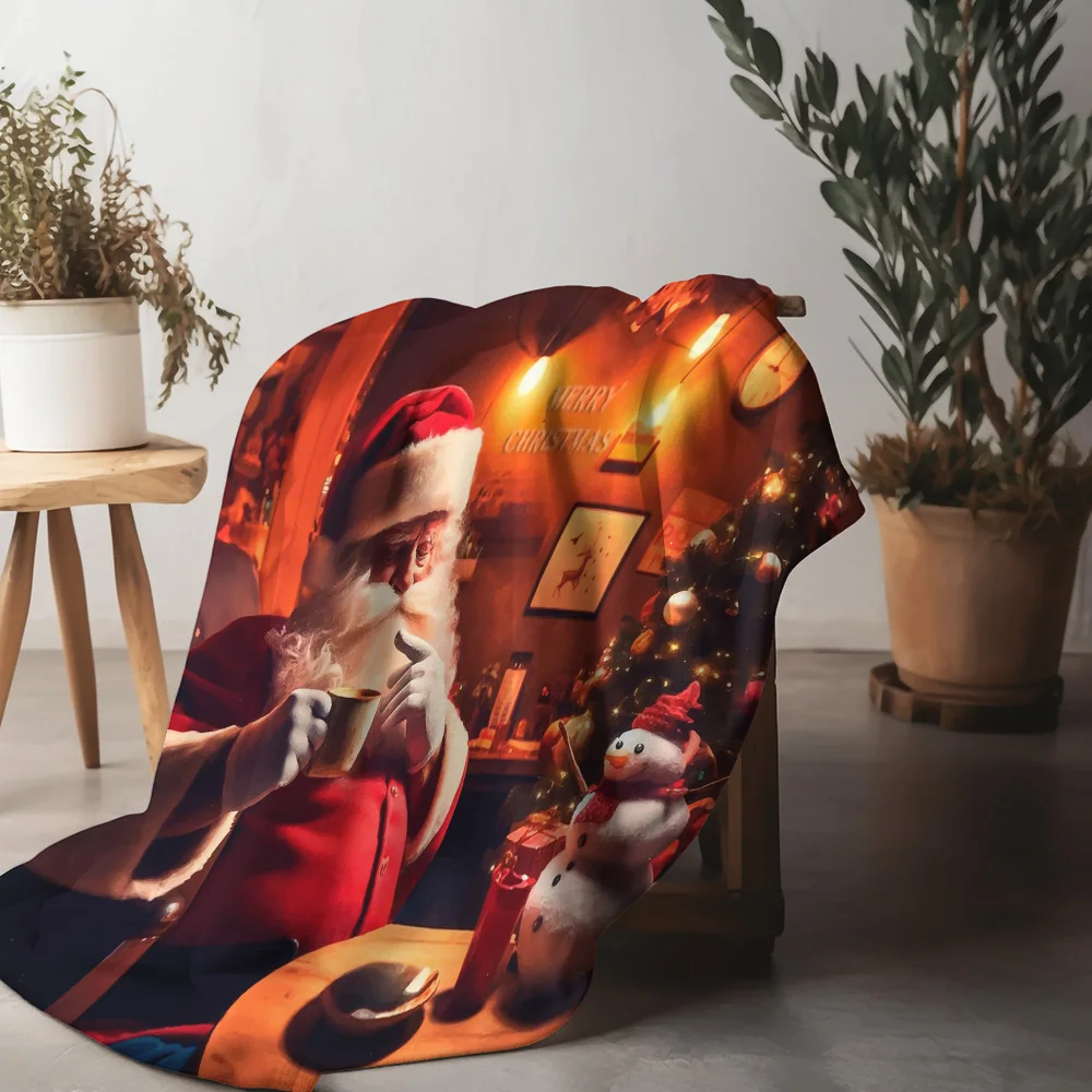 

TuniuРождественское одеяло с принтом Санта-Клауса, диван-кровать, декоративный теплый уютный подарок для гостиной