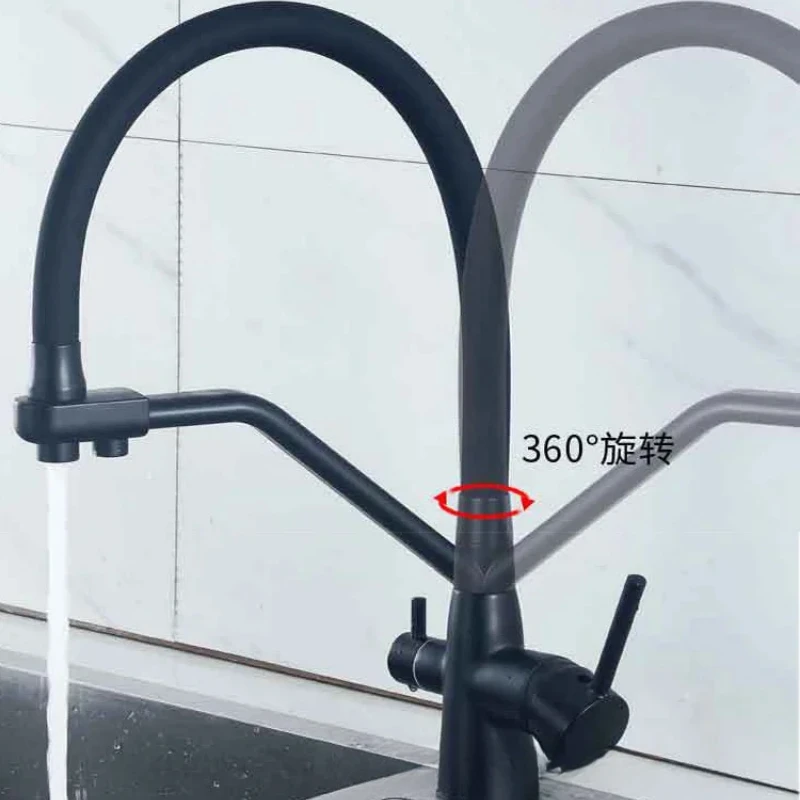 Filtered Kitchen Faucet 360 ° Rotating Purification Tap 3-Way Mixer for Kitchen Sinks Water Tap