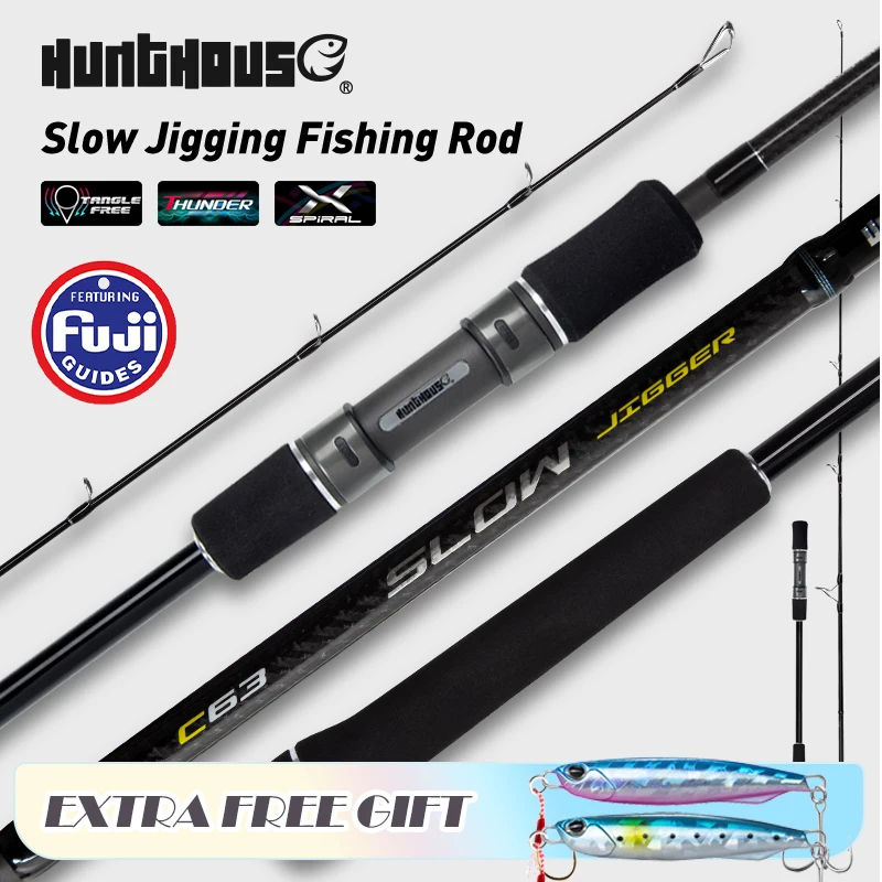 

Hunthouse Jig Game Type Jigging Spinning Fishing Rod Carbon Fiber Casting 1.9m M ML Fuji Guide Rings Reel Seat Boat Fish Tackle