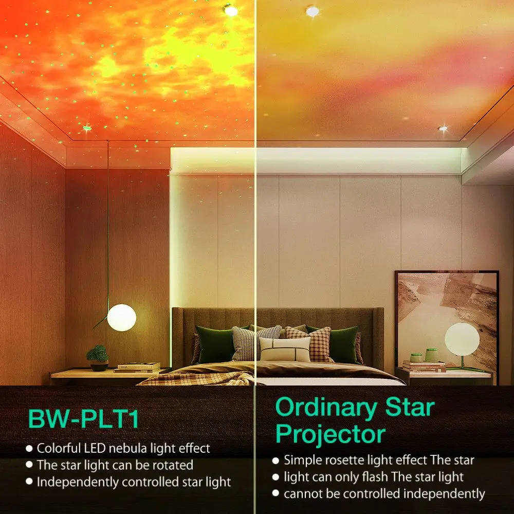 Halloween WiFi Tuya Smart Star Projector Galaxy Laser Starry Sky Projector Waving Night Light APP Wireless Control Alexa Google