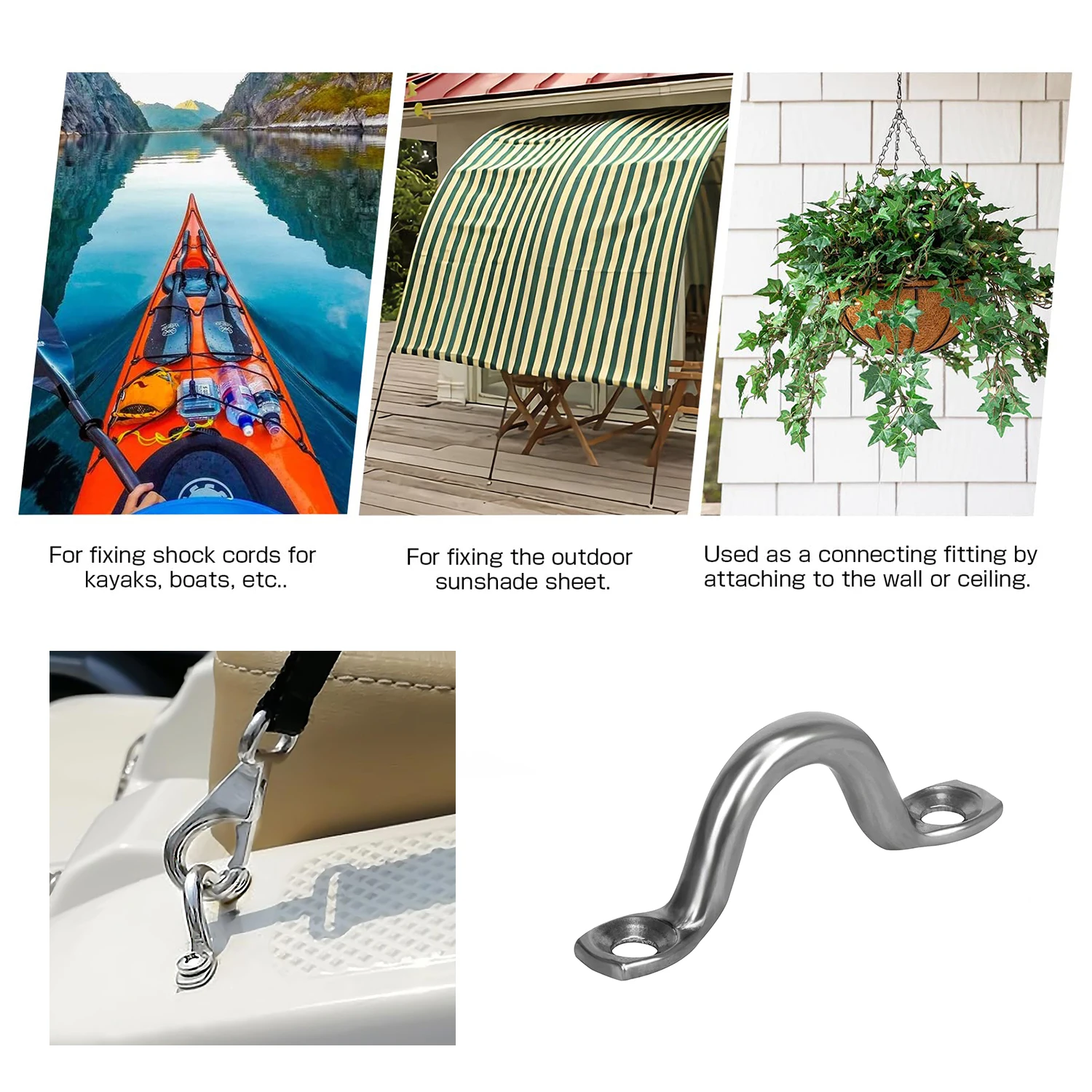 1/3/5pcs Hook Eye Plate Heavy Wall Mount Stainless Steel U Boat Ceiling Hanger Ring Yoga Swings Hammocks Marine Boat Rigging