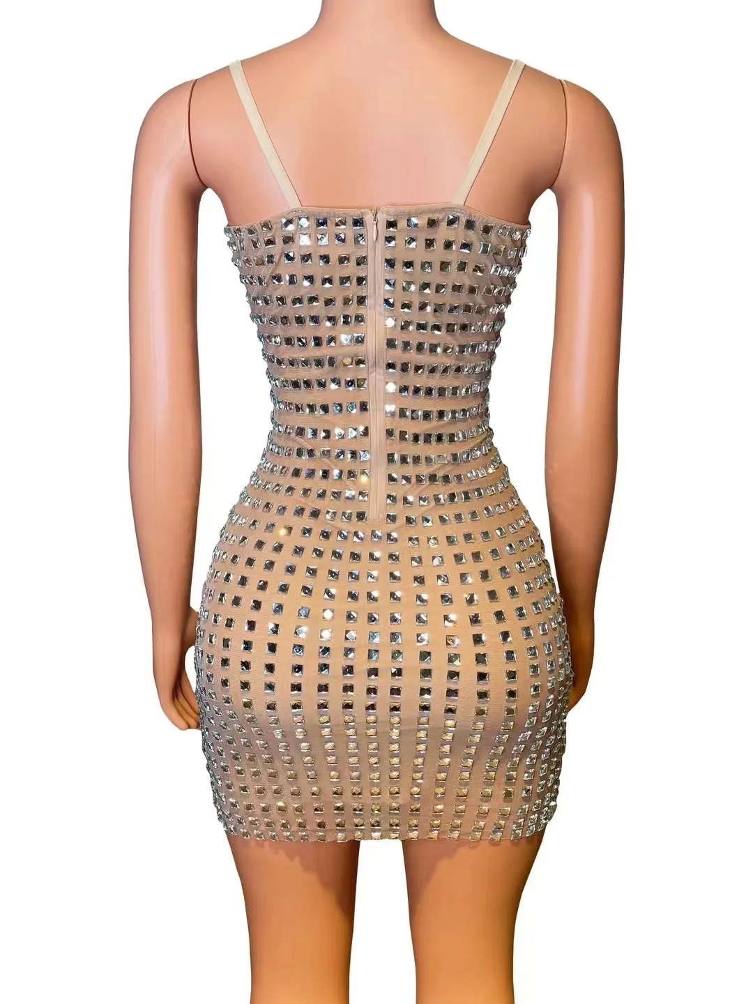 Charming Sexy Sparkle Rhinestone Short Dress For Women Summer Photography Hot Drilling Clubwear Party Birthday Night Out Wear