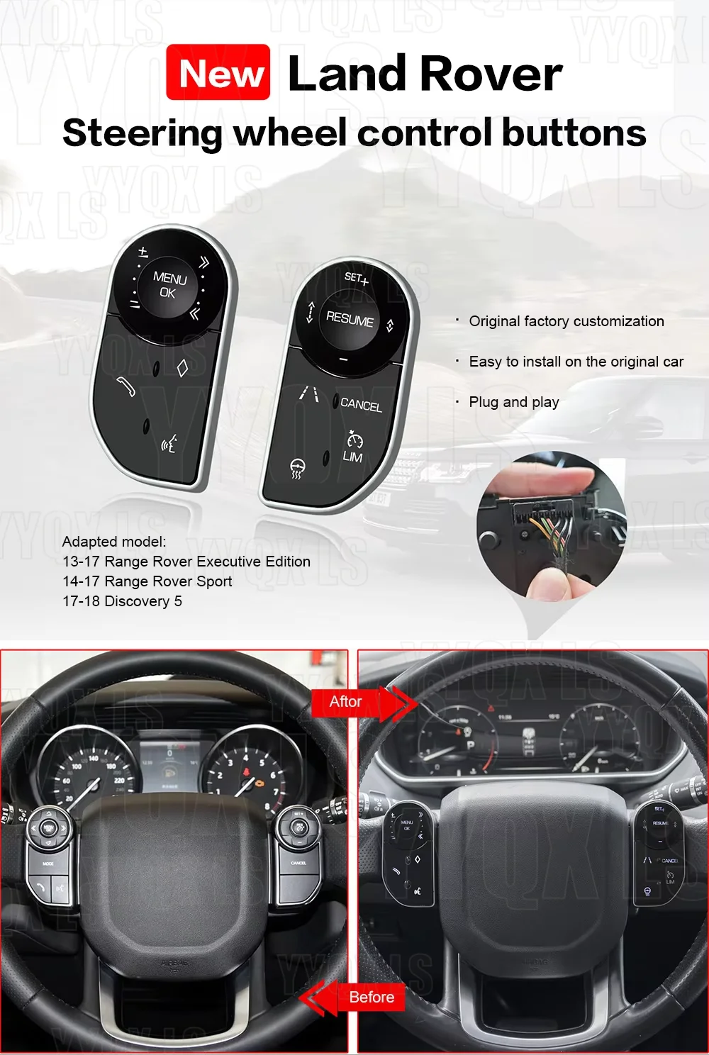 For Land Rover Range Rover Vogue HSE Sport Discovery 5 LR5 L405 L494 2013-2017 Steering Wheel Touch Buttons Control Keys Car acc