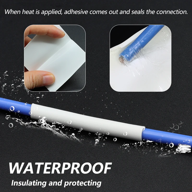 White 3:1 Heat Shrink Tubing With Glue 1.6 - 39mm Diameter Waterproof Double Wall Adhensive Lined Wire Polyolefin Cable Sleeving