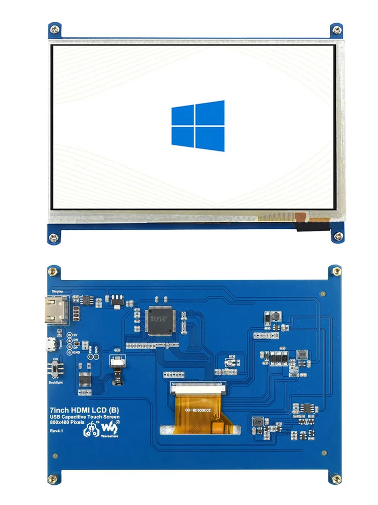 7 Zoll HDMI LCD B kapazitives Touchscreen-Display 800 × 480 Version mit geringerer Energie für Himbeer-Pi /Mini-PC/Zweit monitor