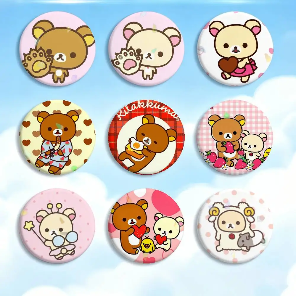 

CUTE R-Rilakkuma-bear Badges Creative Tinplate Button PinsBrooch Badge Clothes Backpack