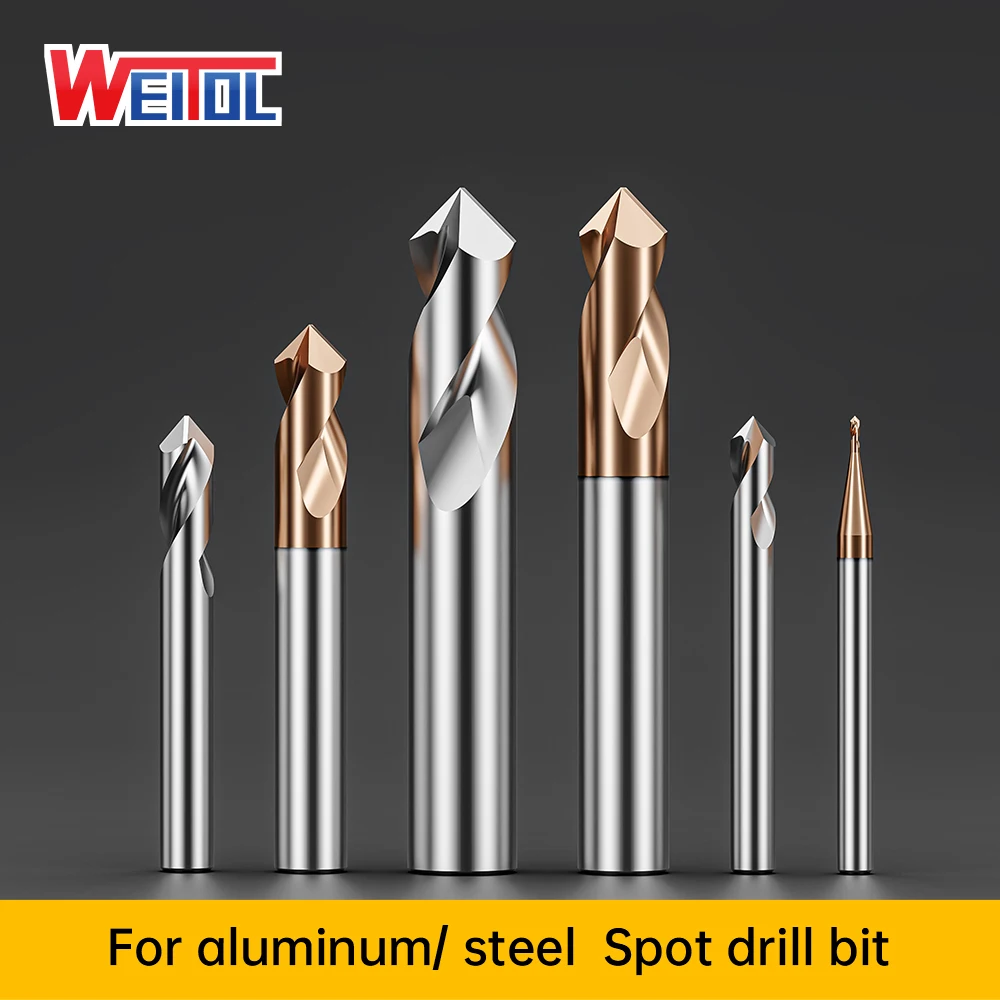 

Weitol Spot Carbide Center Drill Bit 90 Degree Chamfer Location Prepare Guide Pilot Hole CNC Machine Tool for Aluminum/Steel