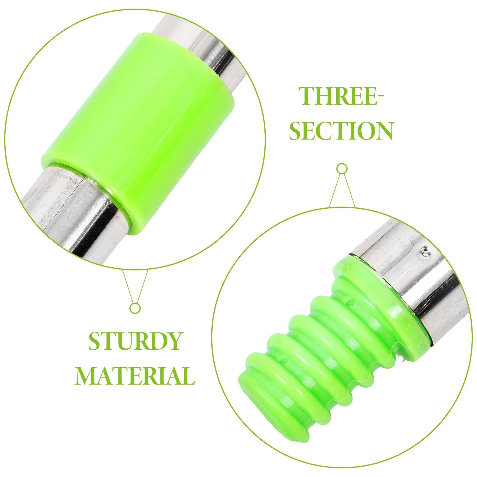 1Set Mop Handle Replacement Three Section Screw Adjustable Mop Pole Replacement Rod Stick for Household Floor Cleaning