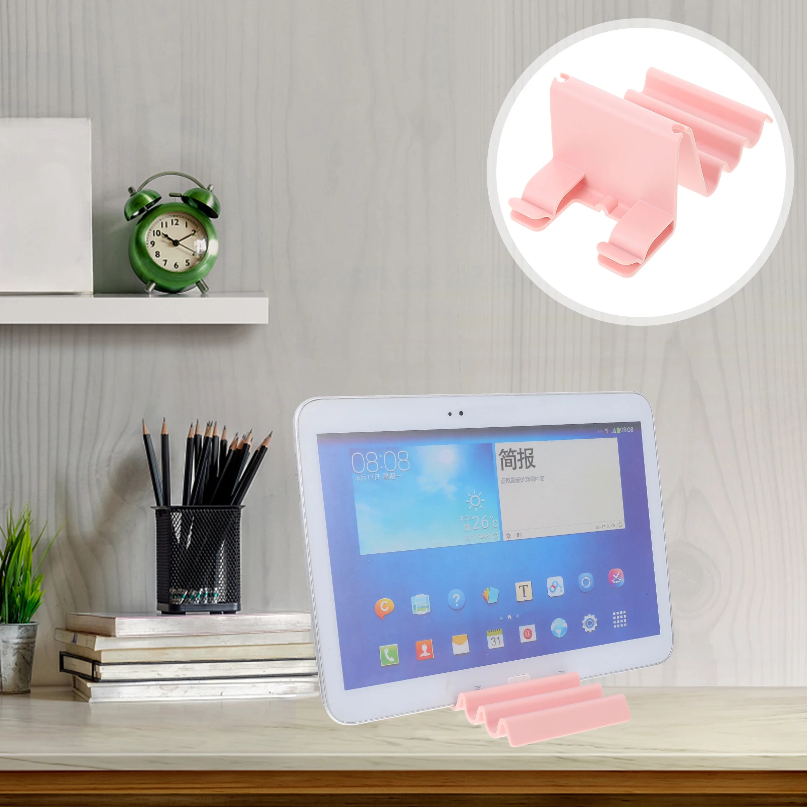 

Mobile Phone St Tablet Holder Durable ABS Material Adjustable Angle Desk Brackets Horizontal Vertical Placement Wire Management