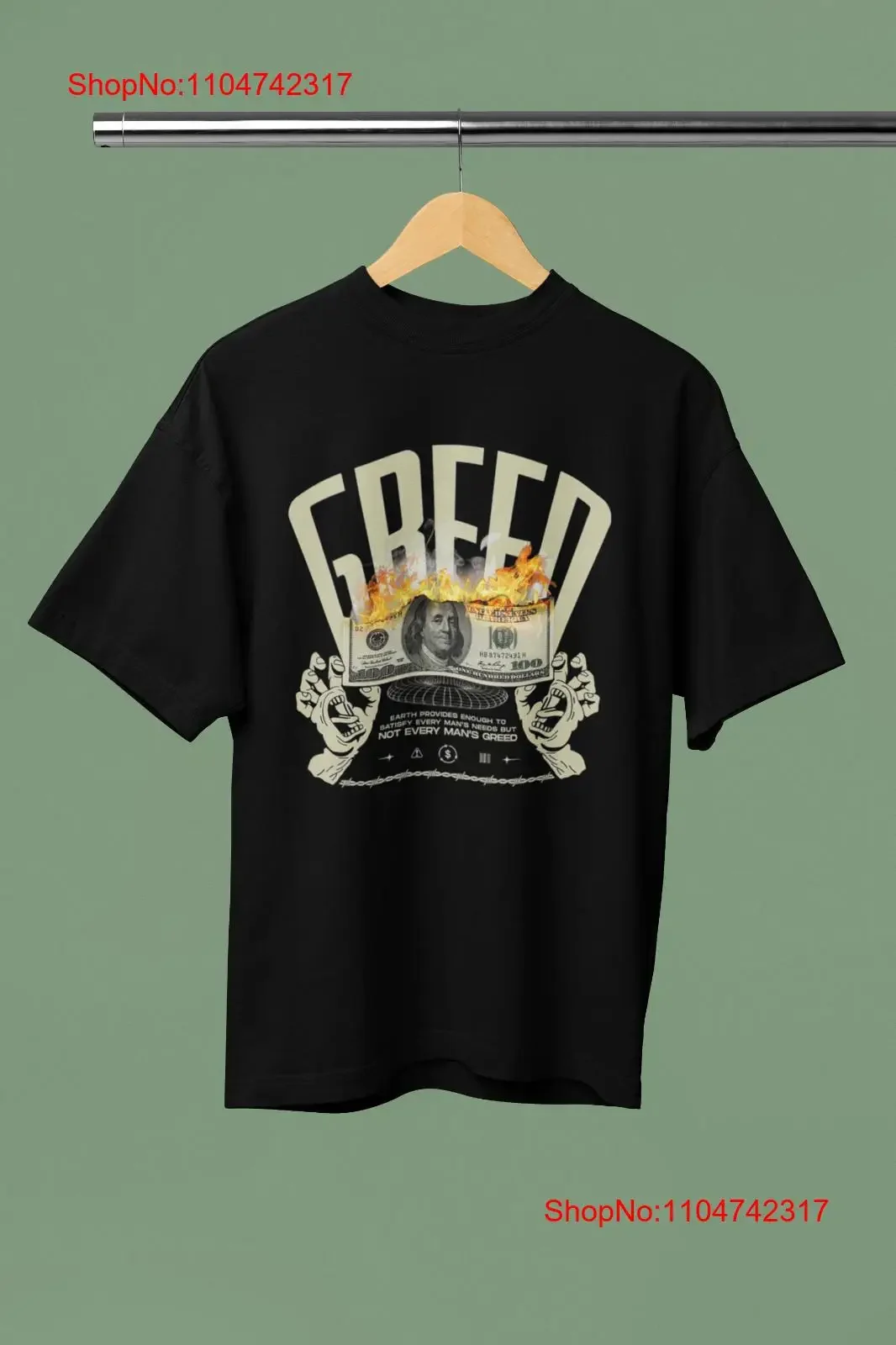 Greed Ignites t-shirt vintage lavé polyvalent doux streetwear décontracté vêtements de créateur mode confortable homme élégant