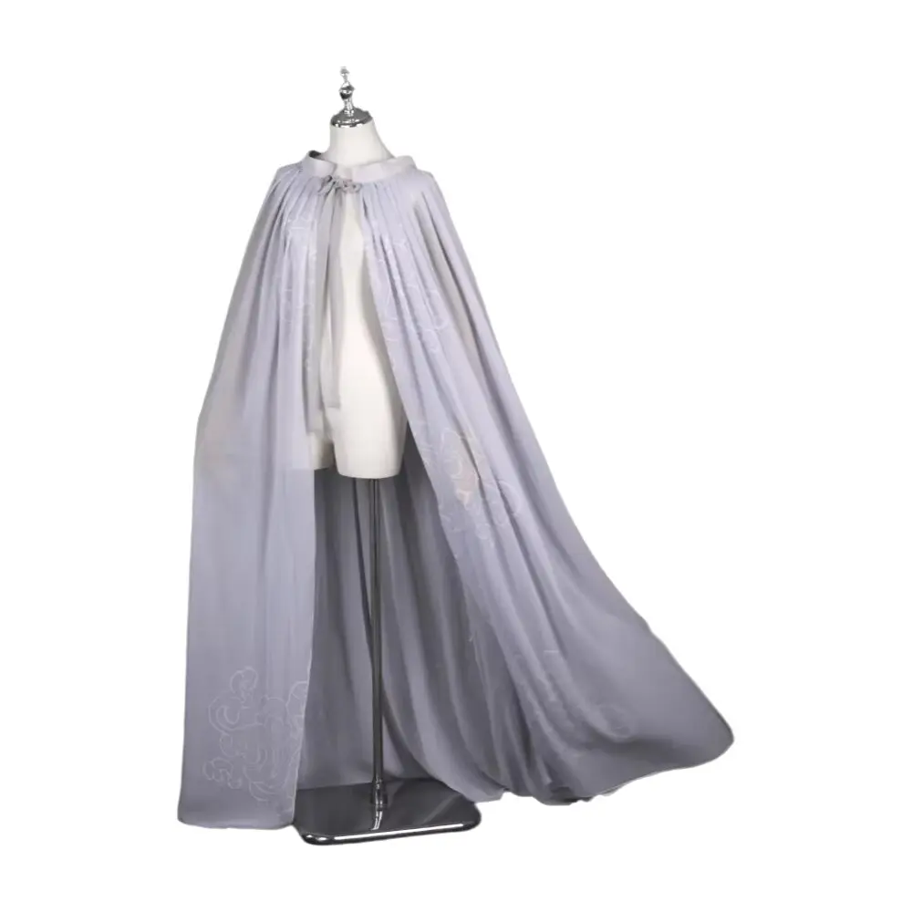 Ancient Chinese Style Cape Unisex Light Grey Flowy Fairy Han Element Cloak Retro Daily Sun Protection Outerwear Men Women