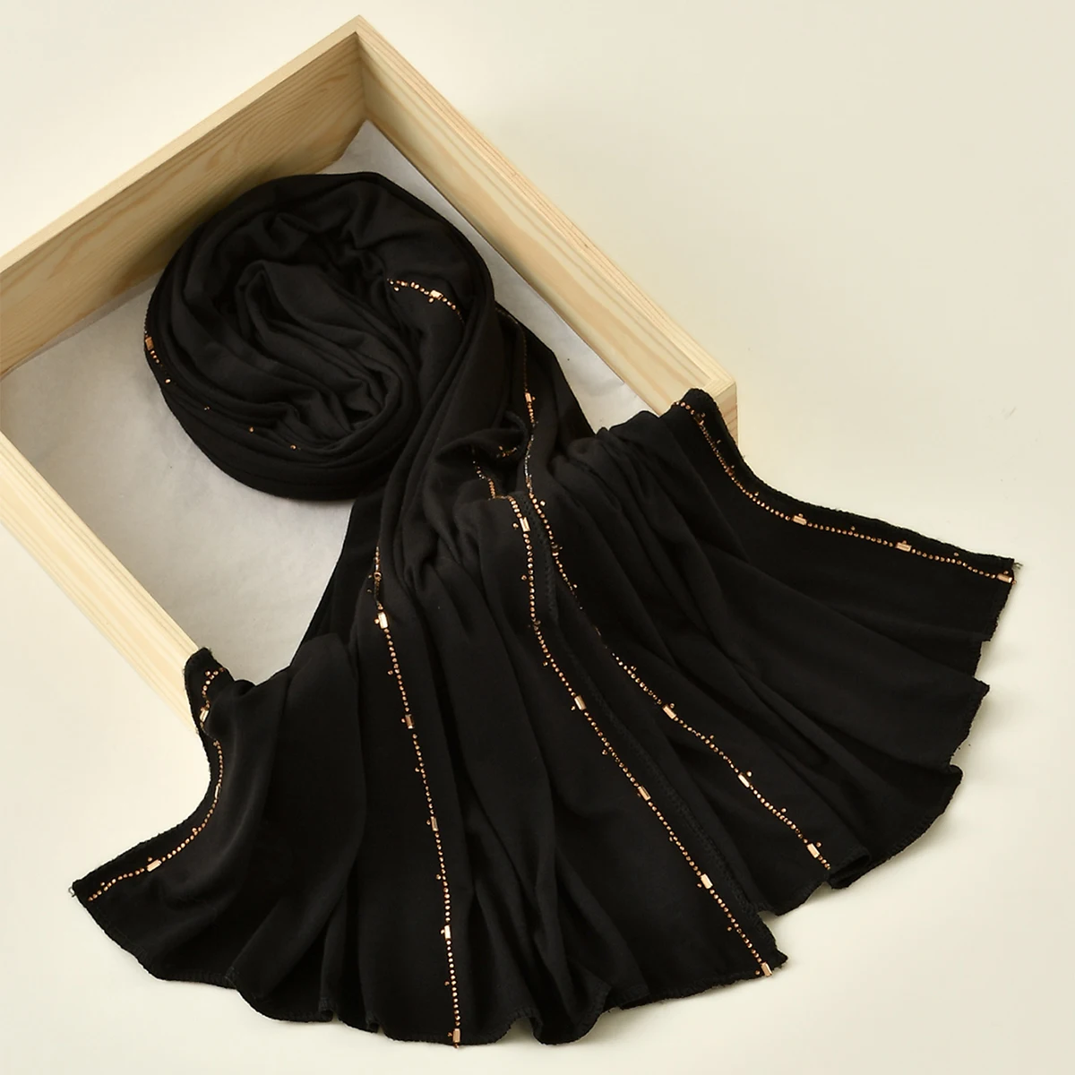 Women Cotton Jersey Hijab Scarf Glitter Shimmer Edge Shawl Women Soft Premium Jersey Hijab Turban Islam Solid Color Headscarf