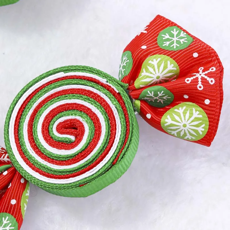 Oaoleer 2Pcs/Set Christmas Candy Hair Clips For Baby Girl Cute Snowflake Print Hairpin Barrettes Hairgrips Kids Hair Accessories