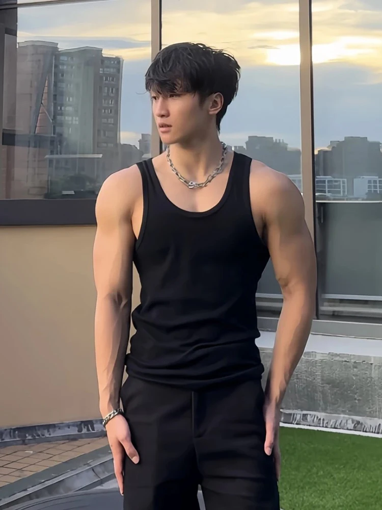 

Мужская летняя спортивная майка из плотного хлопка, облегающая, с подплечниками, для ношения под одеждой