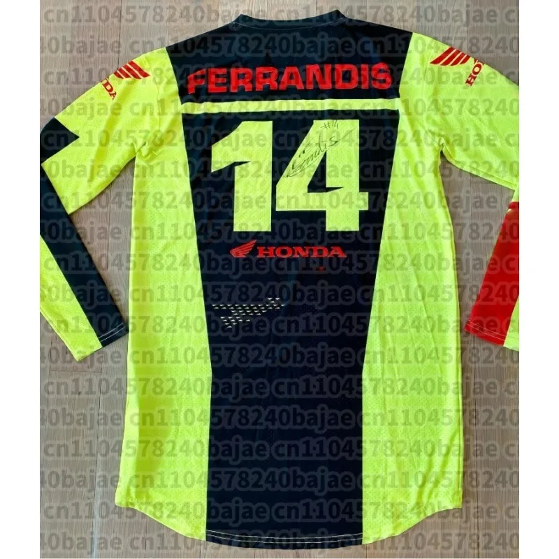 

25-26 Men's Vintage Motocross Style Long Sleeve Jersey Summer Outdoor Sports Breathable Speed Subduing Red Honda Top