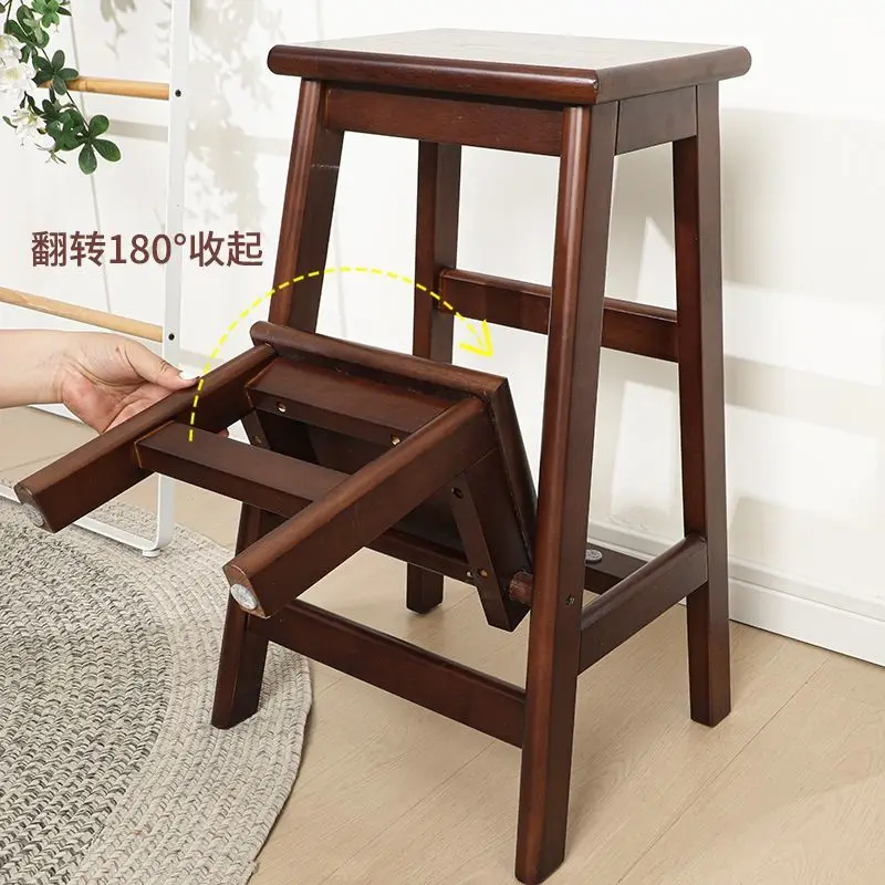 سلم من الخشب الصلب، سلم منزلي سميك قابل للطي، سلم تسلق، سلم متعرج، متعدد الوظائف، ثنائي الغرض #6