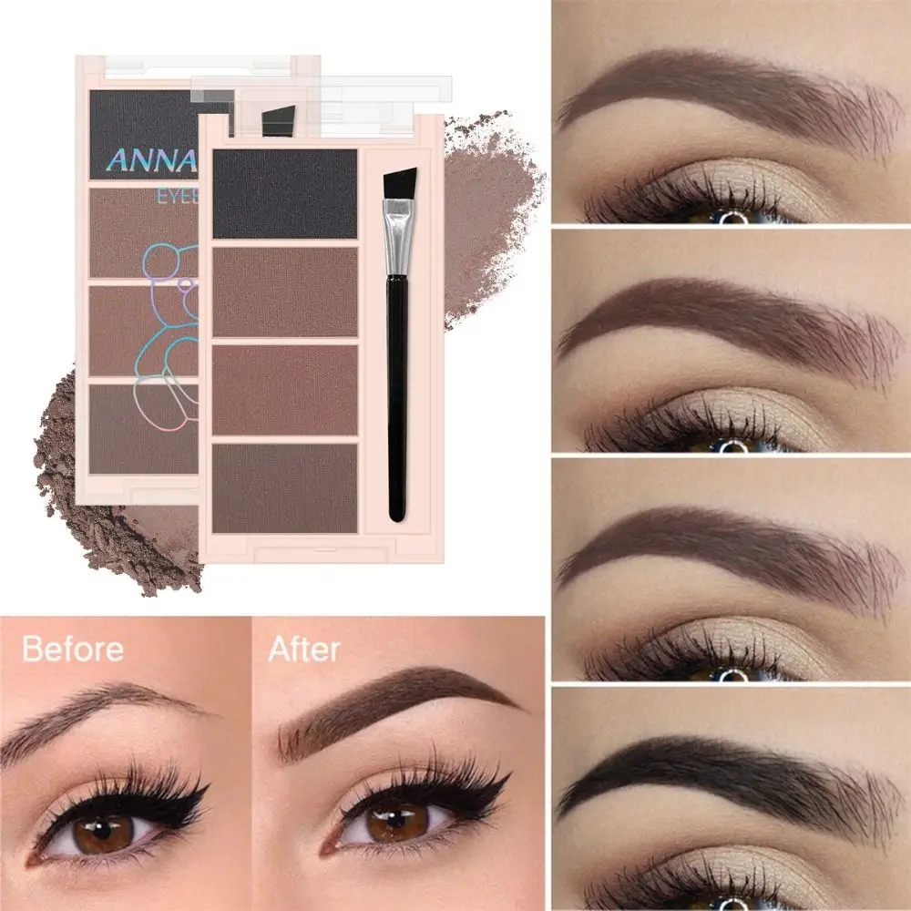Con pennello per sopracciglia Tavolozza di polvere per sopracciglia a 4 colori Strumento di bellezza per polvere per sopracciglia opaca a lunga durata resistente al sudore Naturale