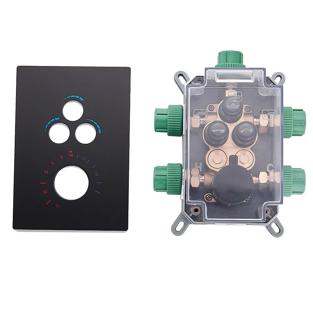 Imagem -06 - Guarnição do Termostato Escondido Válvula de Latão Maciço Controle de Função ou Matt Black Torneira Termostática do Chuveiro