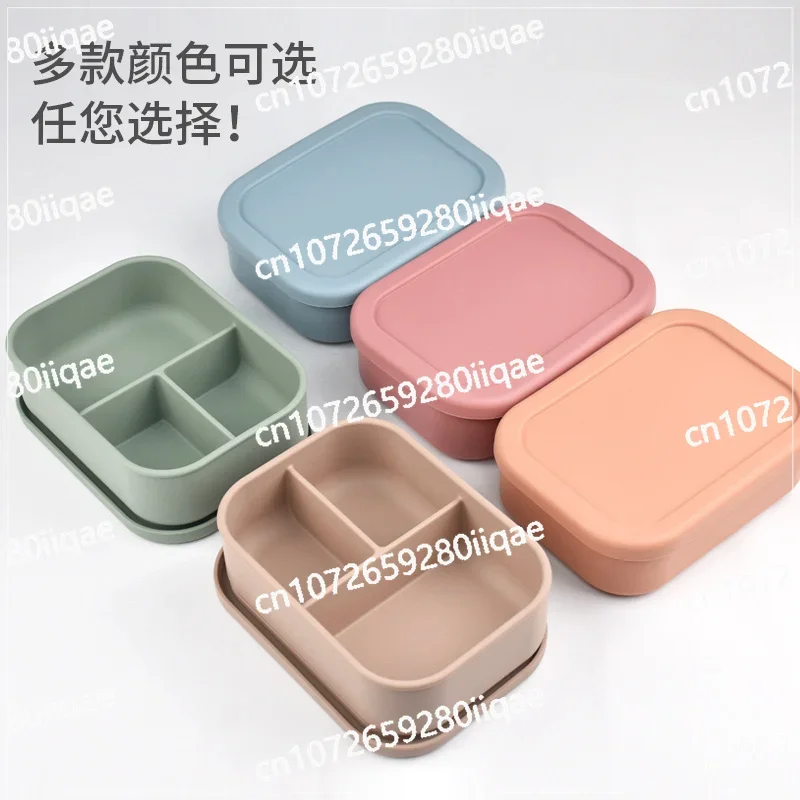 New microwave oven heating silicone lunch box, bento box, fresh-keeping mesh lunch box wholesale