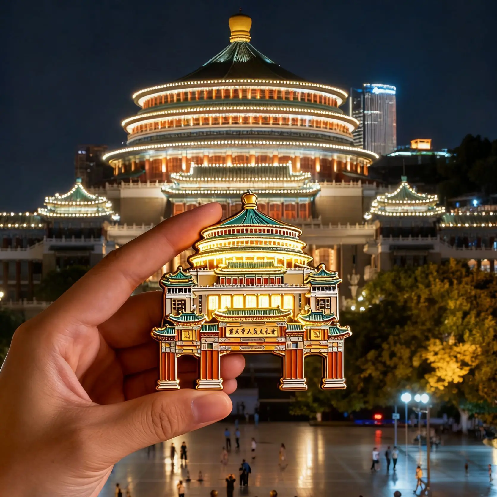 2026 Chongqing Travel Cultural Creative Fridge Magnet Hongyadong Liziba Bridge Metal Magnetic Sticker City Memory Decoration