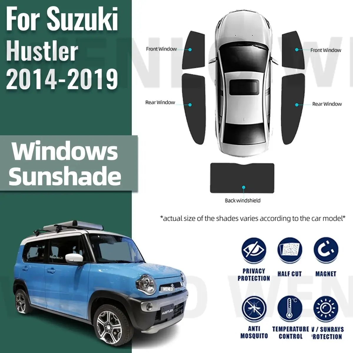 

For Suzuki Hustler 2014-2019 Magnetic Car Sunshade Shield Front Windshield Curtain Window Uv Protection Sun Shade Visor Blinds