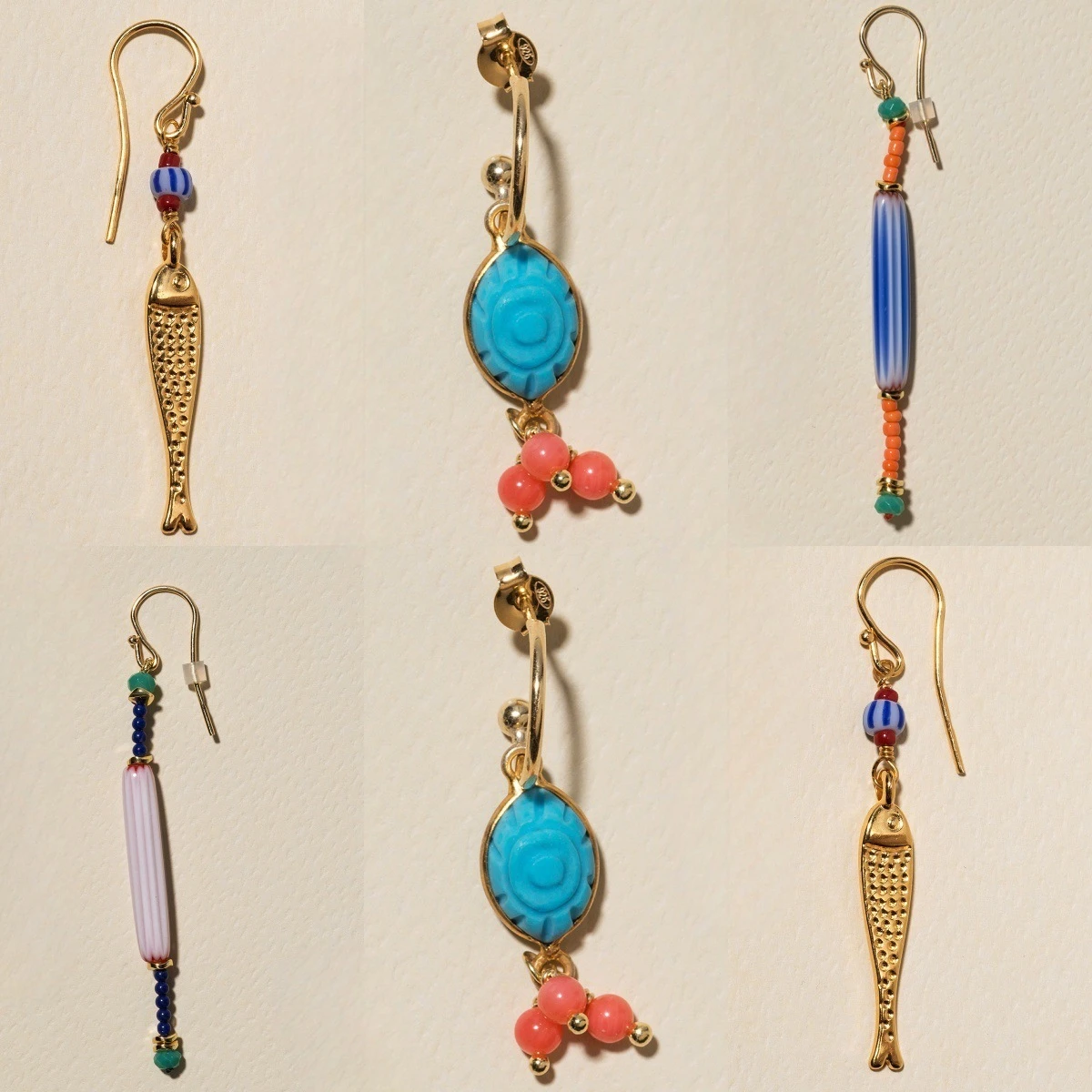 

Stainless steel fashionable small fish plated with 18k gold, niche ins style earrings with color retention