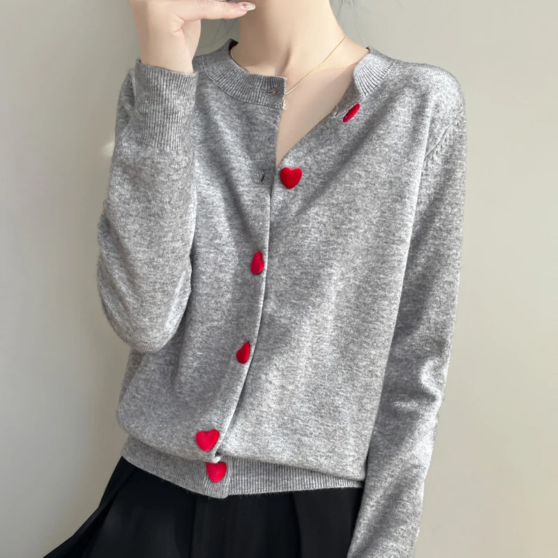 2025 Autumn/Winter Knitted Women's Cardigan Fashion Women's Cashmere Cardigan Colorful Button Long Sleeve Cardigan Coat Top