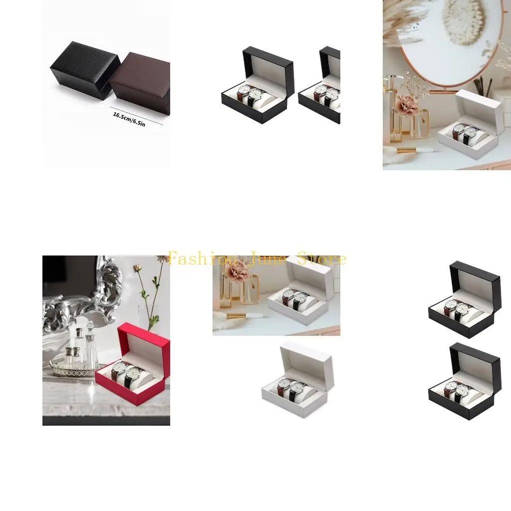 

N5KA Double Layer PU Watch Case Set Compact Dustproof Design Watch Collection Organizers For Luxury Timepiece Organization