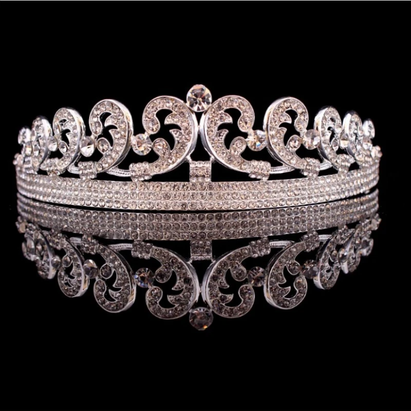 Silver Color Crystal Crown Tiara Rhinestone Prom Diadem Crown For Women Bridal Wedding Hair Accessories Jewelry Tiaras And Crown