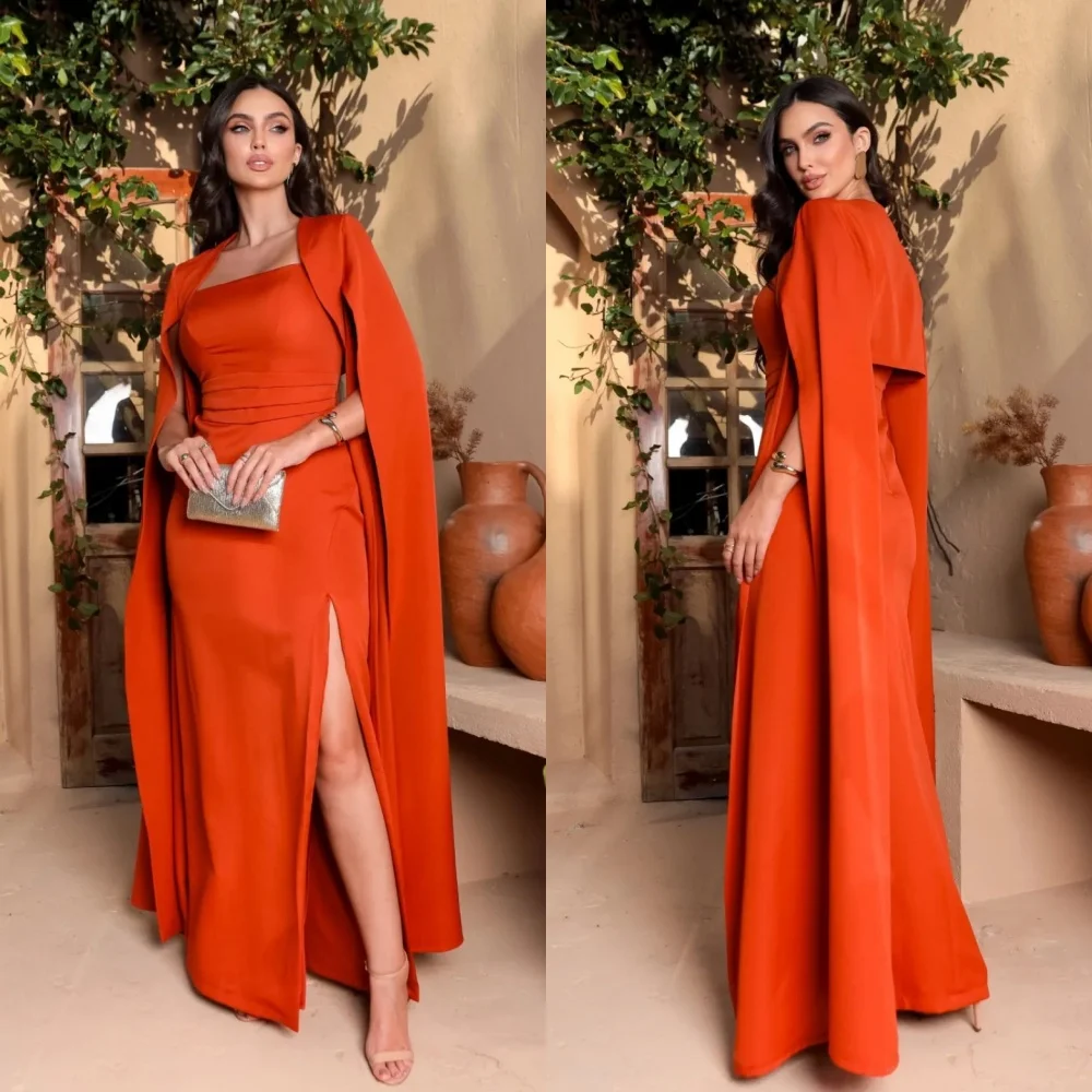  Evening  Sexy Casual  Jersey Draped Pleat Christmas A-line Square Collar Bespoke Occasion Gown Long Dresses