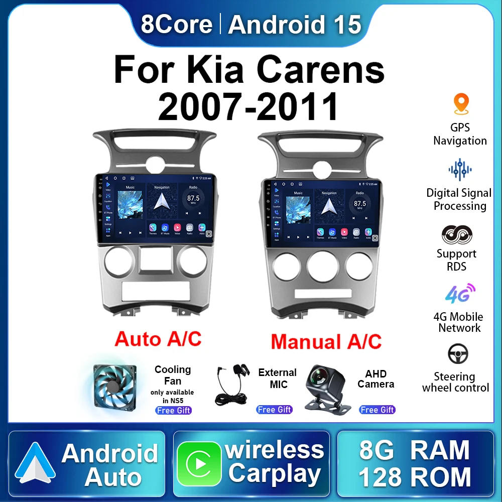 

Wireless Carplay Stereo Car Radio For Kia Carens 2007 2008- 2010 2011 Android15 Autoradio Multimedia Video Player GPS Navigation