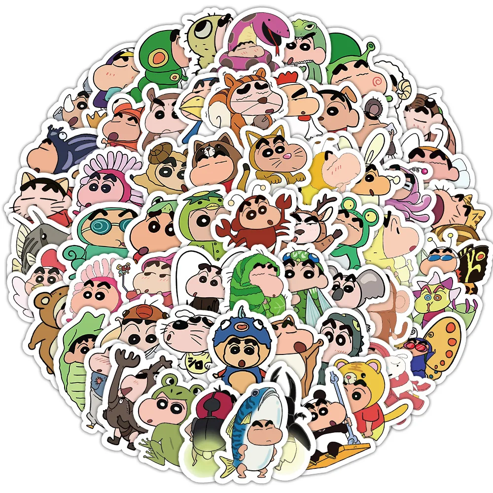 103pcs Anime Crayon Shinchan Stickers Cartoon Stickers Toy Laptop Motorcycle Suitcase Sticker Kids Christmas Birthday Party Gift