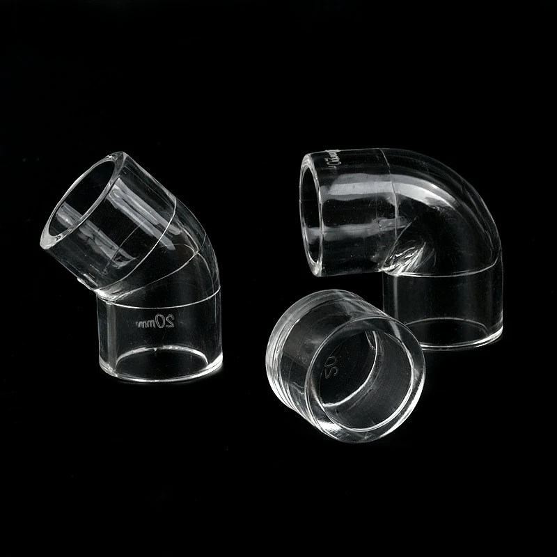 1PC I.D 16/20/25/32mm Acrylic Pipe Fittings Transparent 90 Degree Elbow End Plug Tee Connectors Aquarium Fish Tank Garden Joint