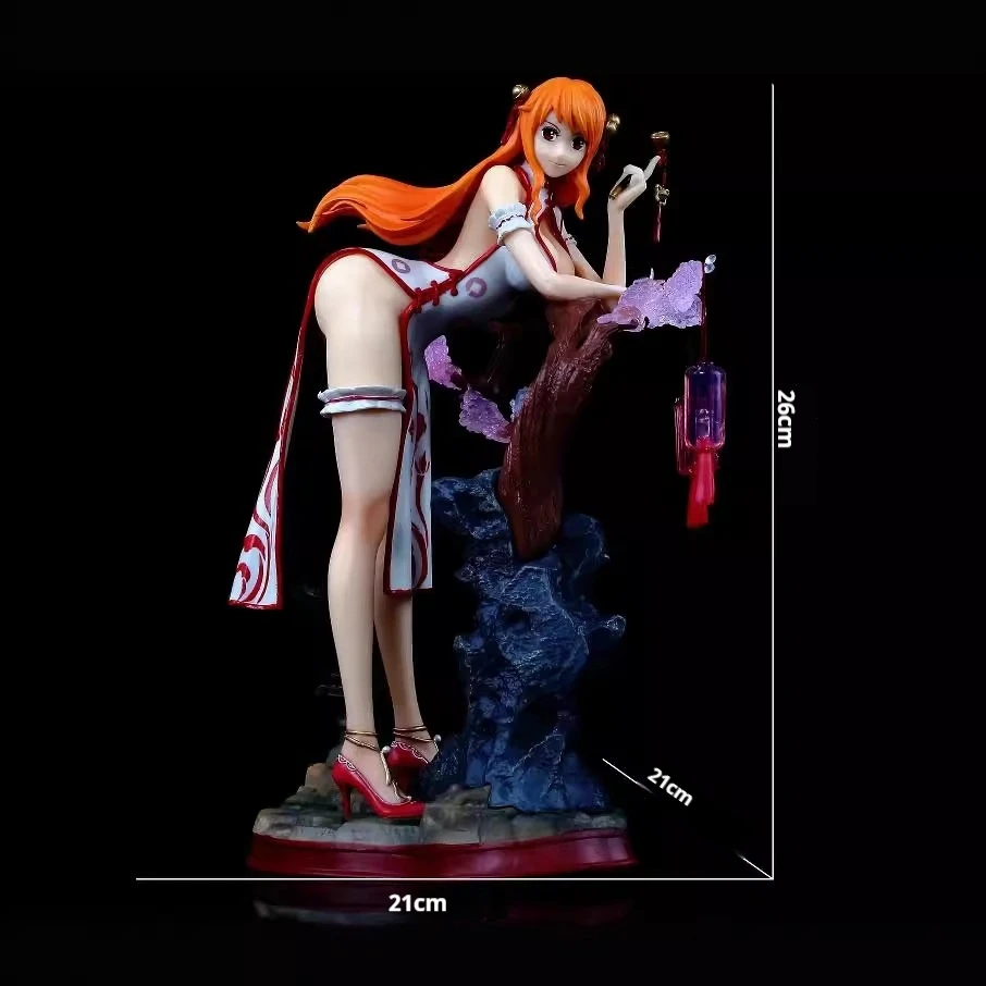 29cm One Piece Nami In Cheongsam Chinoiserie Anime Figure Model Gk Statue Boys Collection Desktop Decoration Ornament Toys Gifts