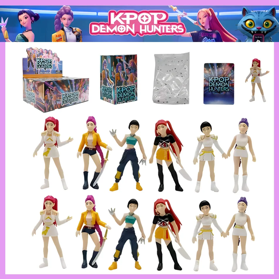 12 Uds. Conjunto de caja ciega Kawaii Hunter Girl Group figuras coleccionables Rumi Mira Zoey Jinu bolsa de peluche juguetes 2-4,5 pulgadas para fiesta