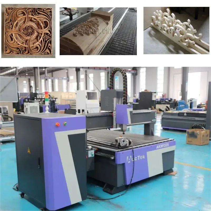 ACCTEK AKM1325 Cnc Router With A Rotary Axis On The Table For Processing Cylindrical Materials Wood MDF Acrylic Milling Tool