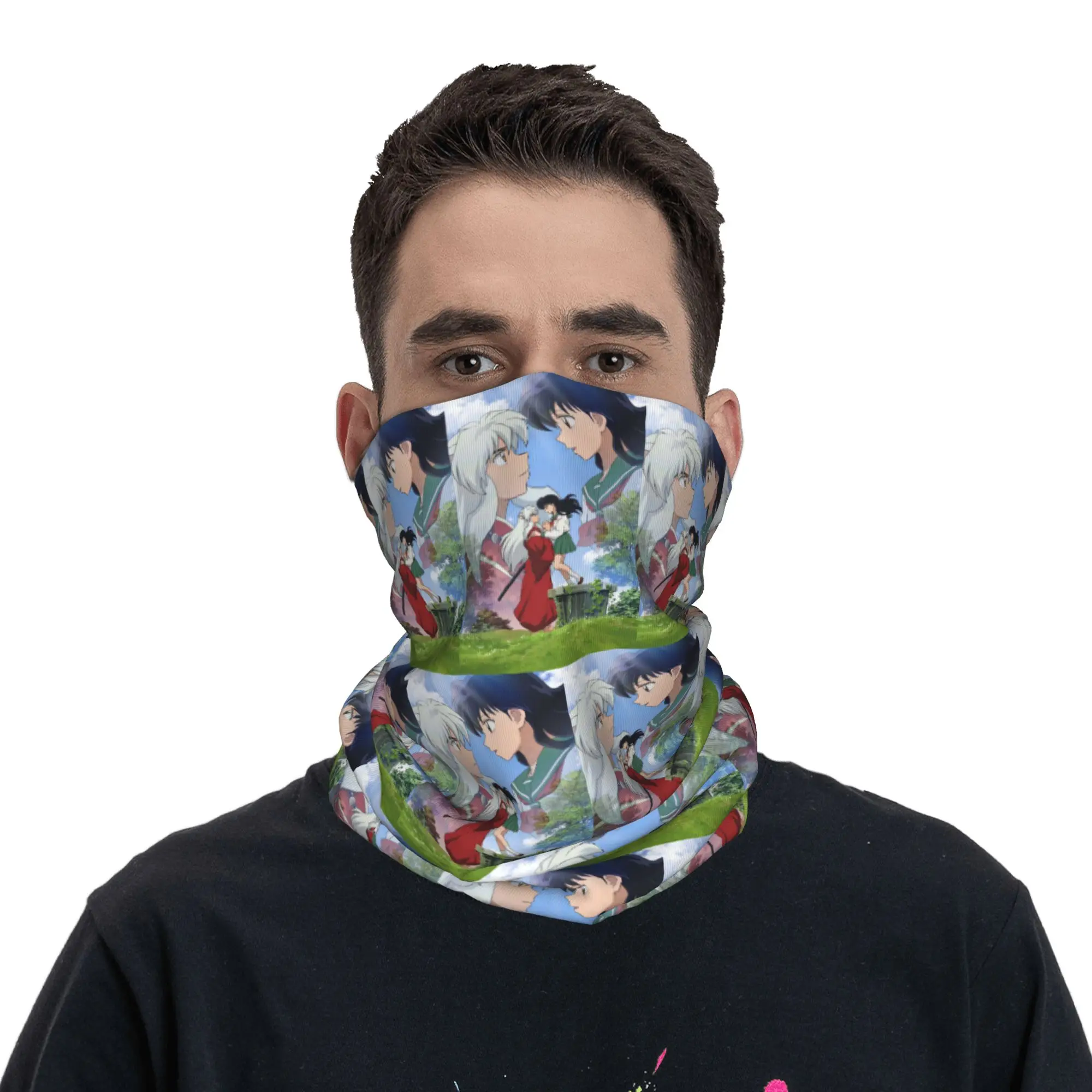 Japanese Anime Inuyasha Graphic Bandana Neck Cover Printed Wrap Scarf Multi-use Balaclava Cycling Unisex Adult Winter