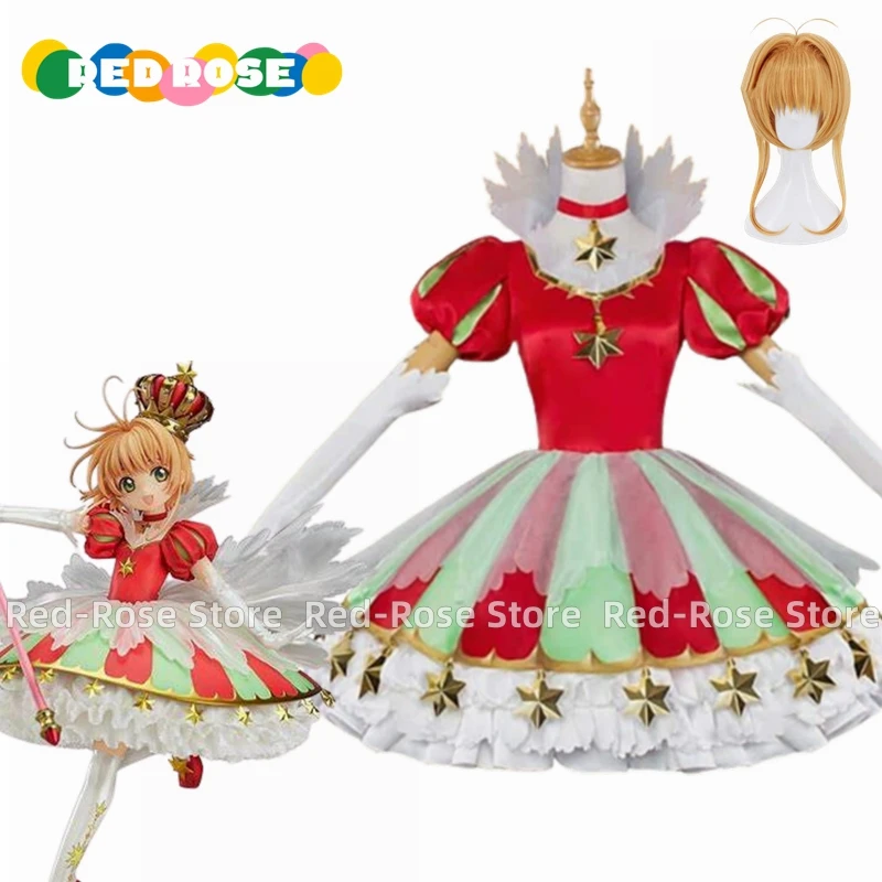 Anime Cardcaptor Sakura 20th Anniversary Sakura Kinomoto Cosplay Costume Halloween Christmas Custom size Any Size Wig