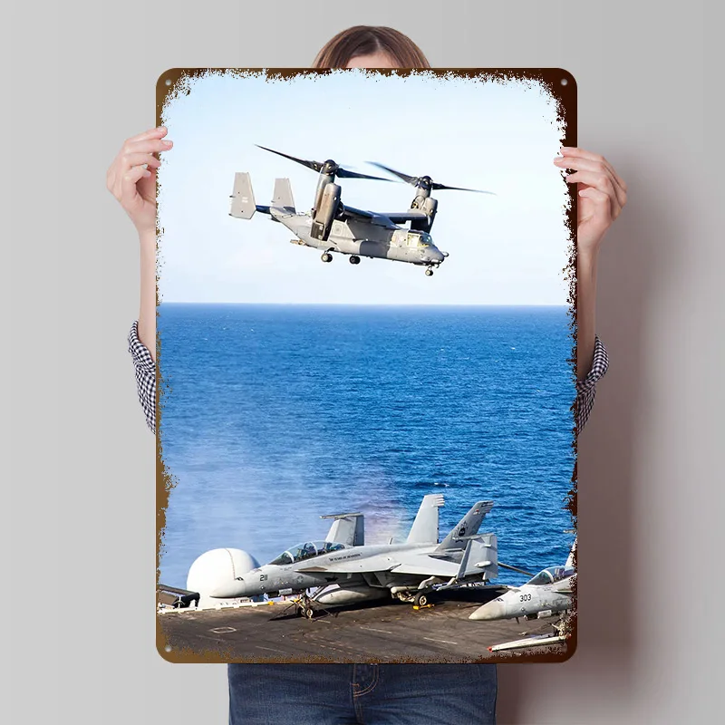 Aircraft Carrier Operation Printing Poster Customized Retro Wall Art Vintage Metal Signs for Room Home Decoration Ornaments Cozy