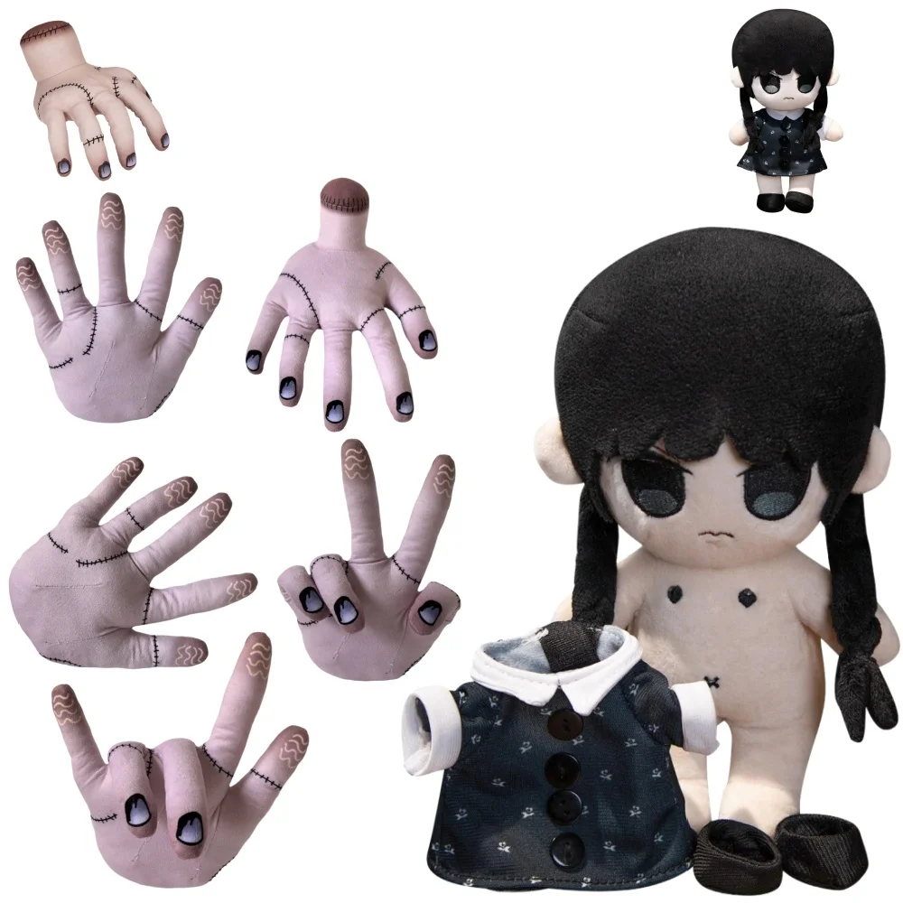 

Thing Addams Plush Doll Movie Stuffed Toys Double Ponytail Flat Bangs Girl Soft Doll Collection Children Birthday Gift